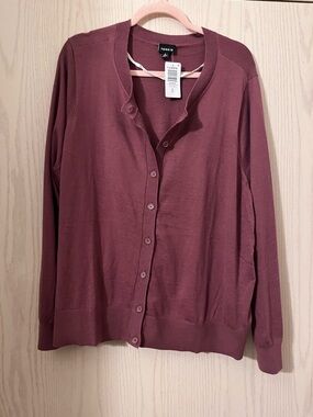 torrid Plum Button-Front Crewneck Cardigan